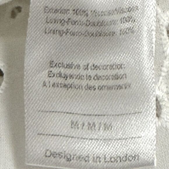 White Eyelet & Lace Long Sleeve Double Tiered Mini Dress. Size Medium. - Picture 9 of 9